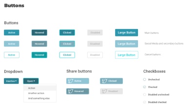 Style guide for buttons and checkboxes.