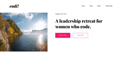 Desktop Screenshot of the top of the Landing Page